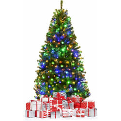 Sapin de Noël 150 cm, Arbre de Noël Artificiel avec Lumières led Multicolore à 11 Modes et Pied en Métal, Décoration de Noël en Matériau pvc pour