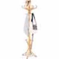 Porte Manteau sur Pied COSTWAY-avec 12 Crochets en Bois Massif pour Manteaux Chapeaux Parapluie 51 x 51 x 184 CM-Naturel