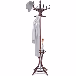 Porte-Manteau sur Pied en Bois Massif COSTWAY-12 Crochets-Rangement Porte-Parapluie-51 x 51 x 184 cm-pour Manteaux Chapeaux-M ...
