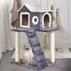 COSTWAY Arbre à Chat Griffoir 60 x 45 x 88CM Centre d’Activités Grotte Maisonnette Niches Colonnes Renforcées Echelle Gris Fo ...
