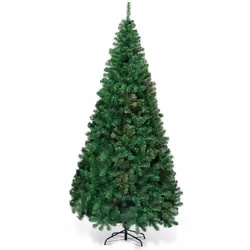 COSTWAY Sapin de Noël Artificiel 240cm Aiguilles en PVC Arbre en Epicéa avec Support en Métal pour Maison Magasins et Hôtels ...