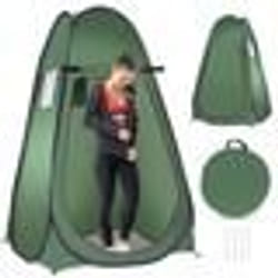 Tente de Douche Camping Pop-up Portable-COSTWAY-120x120x190cm-1 Personne-en Polyester-Sac de Transport-4 Clous Inclus-Vert