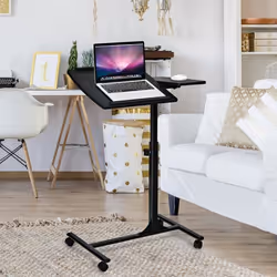 COSTWAY Table pour Ordinateur Portable à Roulettes Table de Lit Hauteur Réglable avec Support de Souris Plateau Inclinable No ...
