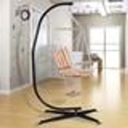 COSTWAY Support de Hamac Suspendu en Forme de C H 207CM Support pour Fauteuil en Acier avec Base en Croix Charge 150KG Sans Hamac