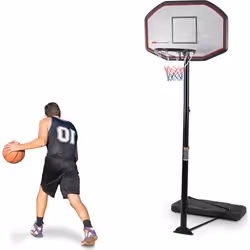 COSTWAY Panier de Basket sur Pied Hauteur Réglable 200-305CM Enfant/Adulte avec Poteau Ajustable et Panneau Arrière pour Exté ...