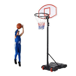 COSTWAY Panier de Basket sur Pied Hauteur Réglable de 179 à 208CM pour Intérieur/Extérieur avec Roulettes pour Enfant/Adulte