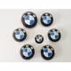 Autocollants et emblèmes - BMW - Kit 7 Badge Carbone Bleu Gris - Capot 82mm - Coffre 74mm - Volant 45mm