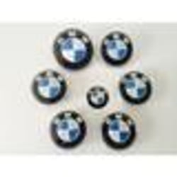 Autocollants et emblèmes - BMW - Kit 7 Badge Carbone Bleu Gris - Capot 82mm - Coffre 74mm - Volant 45mm