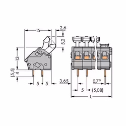 Wago 256-402 bornier 2P Gris