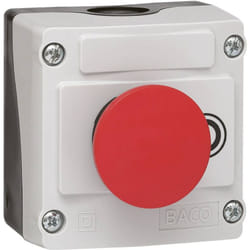 Baco - 224211 LBX10210 Bouton champignon en boîtier rouge décrochage par traction 1 pc(s)
