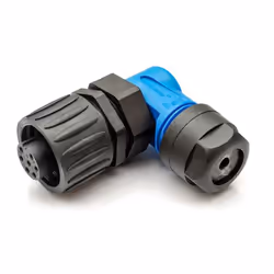 Amphenol C016 10F006 000 12, 14 A, 250 V, 7p, Angle à 90°, Noir, Bleu, IP67