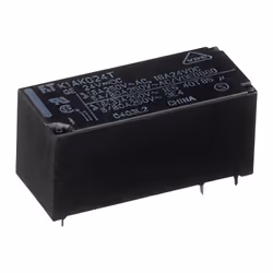 description Relais de puissance miniature 16 A pour circuits imprimés. Hauteur de 15.7 mm. Résistance d'isolement bobine/cont ...