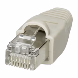 description Connecteur mâle RJ45, CAT 5e, 8 pôles, blindé, connectique IDC, pour cordon et fil rigide AWG 26...24, avec manch ...