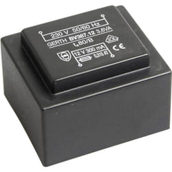Gerth - PTG382402 Transformateur pour circuits imprimés 1 x 230 v 2 x 12 v/ac 3.60 va 150 mA