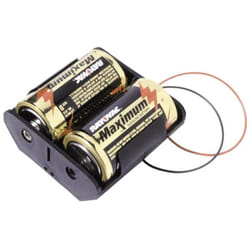 MPD - BH2DW Support de pile 2x LR20 (d) raccordement par fils (l x l x h) 71 x 71 x 31 mm