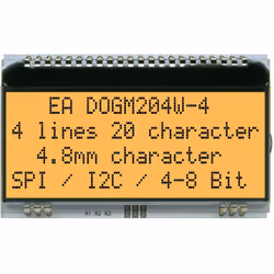 description Ecran 4 lignes de la série DOG avec 20 caractères en noir et blanc. Police 4,8mm. Design plat COG. Alimentation s ...