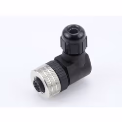 MIC DC Attachables 1200710037 Micro-Change (M12) Single Keyway with PG7 Cable Fitting, 90-Degree Female, 4 Poles, Cable Diame ...