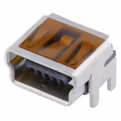 enquête Mini USB, B-Receptacle, angle droit, corps court, boutons surface Mount Solder et onglets coque traversant, avec ruba ...