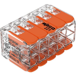 Wago - Borne de raccordement 221-420-1 flexible: 0.14-4 mm² rigide: 0.2-4 mm² Nombre de pôles: 10 transparent, orange 1 pc(s) Y138053