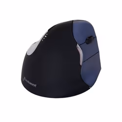 BakkerElkhuizen Evoluent4 Mouse Wireless (Right Hand), Droitier, Conception verticale, Laser, RF sans fil, 2600 DPI, Noir, Bl ...