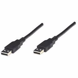 Manhattan 306089, 1,8 m, USB A, USB A, USB 2.0, Mâle/Mâle, Noir