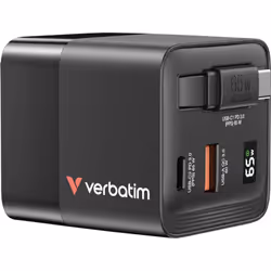 Verbatim GaN Charger 65W, Intérieure, Secteur, 20 V, 0,8 m, Noir