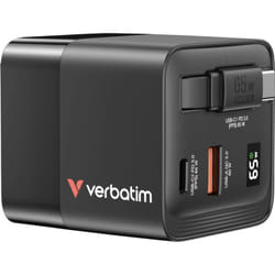 Verbatim GaN Charger 65W Universel Noir Secteur Charge rapide Intérieure