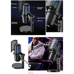 Microphone USB - CARDÏODE - Streaming - Filtre anti-pop - Enregistrement cardioïde - RVB