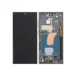 Piece Detachee Ecran LCD et Vitre Tactile Soft Oled avec Châssis Vert pour Samsung Galaxy S23 Ultra 5G S918