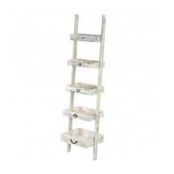 Décoshop26 - Echelle étagère plante jardinière vintage blanc 169x43x32cm ETA04011