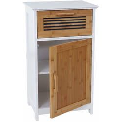 Décoshop26 - Meuble de salle de bain commode avec tiroir et étagère mdf et bambou SDB04032