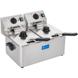 Helloshop26 - Friteuse acier inox 2 bacs 8 litres cuve amovible professionnel thermostat ego professionnelle