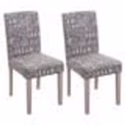 Lot de 2 chaises de salle à manger cuisine en tissu gris motif lettrage des pieds en bois clair