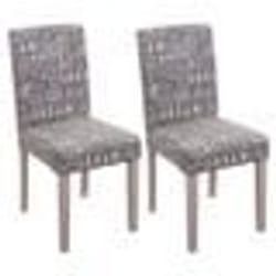 Lot de 2 chaises de salle à manger cuisine en tissu gris motif lettrage des pieds en bois clair