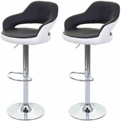 Lot de 2 tabourets de bar avec dossier synthétique noir et blanc rotatif et réglable TDB04041