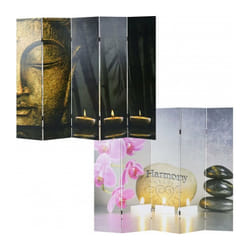 Décoshop26 - Paravent 5 panneaux pans recto bouddha verso harmony 180x200cm PAR04023