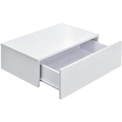 Helloshop26 - Lot de 2 tables de nuits chevet étagères murales pour chambre à coucher avec 2 tiroirs 46 cm blanc laqué