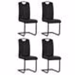Chaises de salle à manger - Lot de 4 - Moderne - Cuir artificiel - Noir - Cantilever