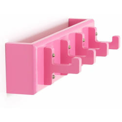 Décoshop26 - Porte-clés mural polyvalent 4 crochets étagère rose 40x10x13cm DIV06010