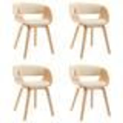 Chaises de salle à manger - Design intemporel - Lot de 4 - Bois courbe - Crème - Confortable