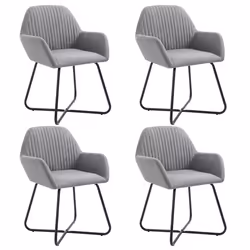 Chaises de salle à manger - CDS - Lot de 4 - Tissu gris clair - Design moderne - Confortables et stables