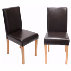 Lot de 2 chaises de salle à manger cuisine en cuir marron pieds en bois clair Bien rembourré Coins et bords arrondis Design m ...