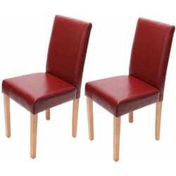 Décoshop26 - Lot de 2 chaises de salle à manger cuisine en synthétique rouge pieds en bois clair design moderne 040002079