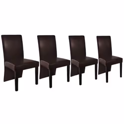 Chaises de salle à manger - Design moderne - Marron foncé - Lot de 4 - Synthétique - Confortables