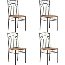 Lot de 4 chaises de salle à manger cuisine design classique marron mdf CDS021694