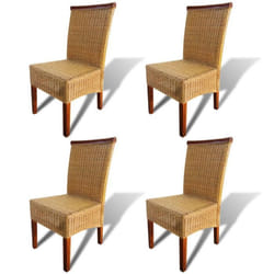 Chaises de salle à manger - Non spécifié - Lot de 4 - Rotin authentique - Bois massif - Style contemporain