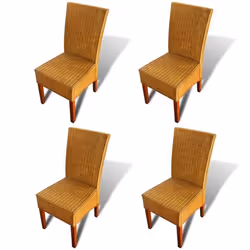 Chaises de salle à manger - Lot de 4 - Design classique - Rotin naturel - Couleur marron - Intérieur