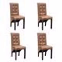 Chaises de salle à manger - Vintage - Lot de 4 - Simili daim - 100% polyester - Bois massif