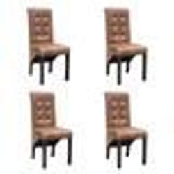 Chaises de salle à manger - Vintage - Lot de 4 - Simili daim - 100% polyester - Bois massif