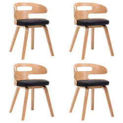 Chaises de salle à manger - Design intemporel - Lot de 4 - Bois courbe - Synthétique - Noir